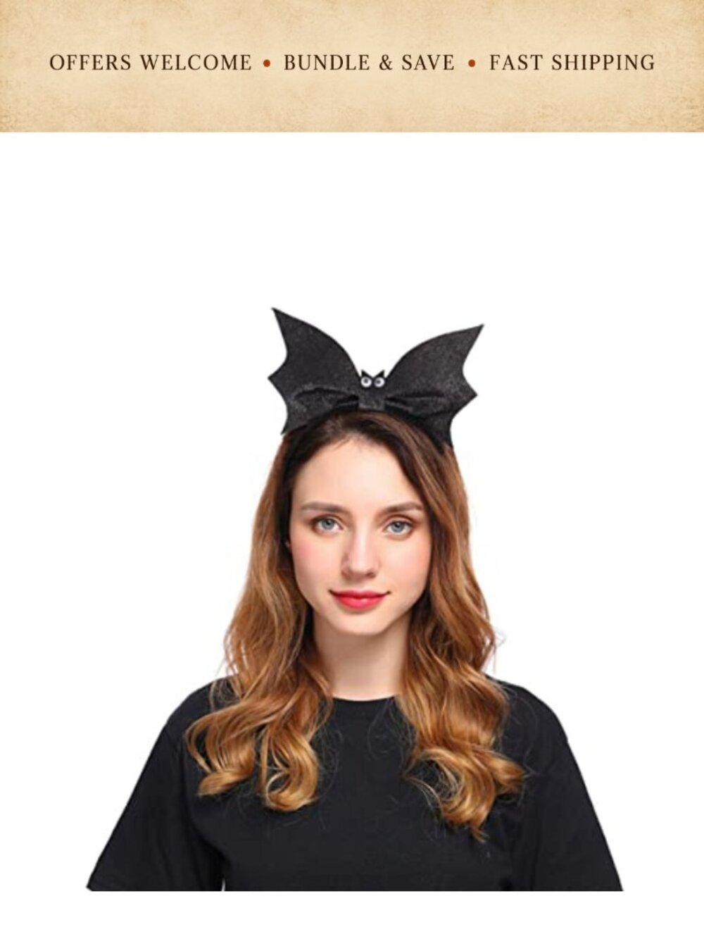 Sequin Bat Headband Bowknot Halloween Cosplay Costume Hair Accessory